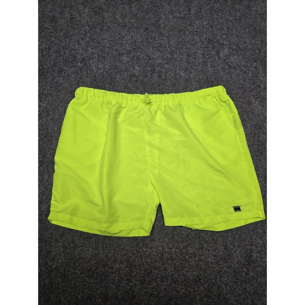 Super Massive Shorts Mens XL Neon Yellow Swim Trunks Quick Dry Embroidered Crown
